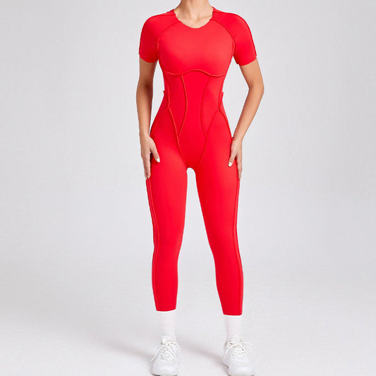 Wholesale Short-sleeved backless leggings bodysuit | Wonderxfans bulk activewear