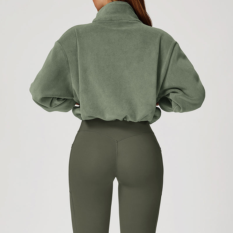 Stand collar windproof polar fleece jacket