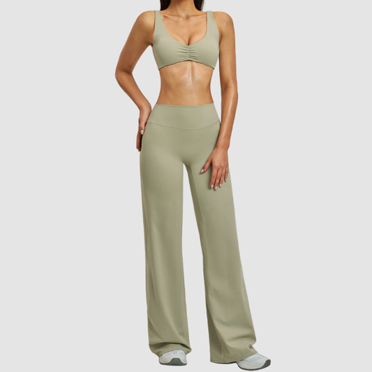 Wholesale Backless sports bra+High-waisted flared pants | Wonderxfans bulk activewear