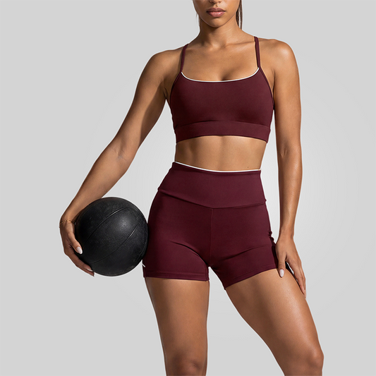 Wholesale Women Color-Block Y-Shape Back Bare-Feel Tank Top & Shorts Set (Pre-sale)