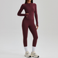 Women's Activewear Zip-up Long-Sleeve Jacket & Straight-Leg Pants Yoga Set