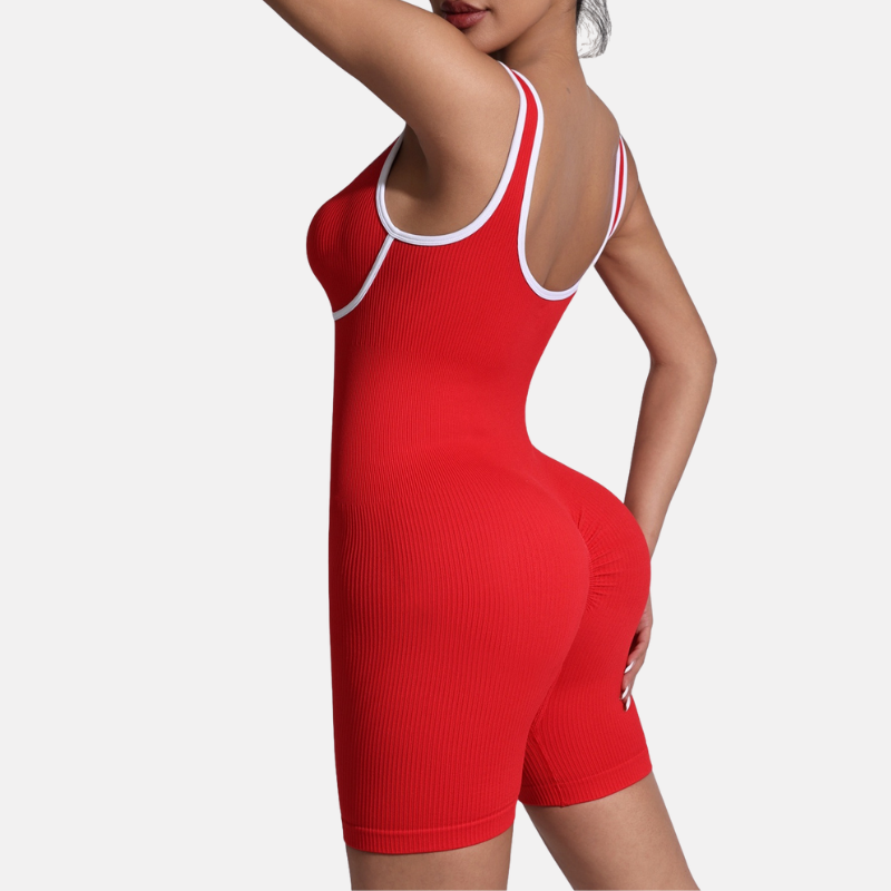 Women's V-neck seamless U-shaped back outdoor yoga jumpsuit