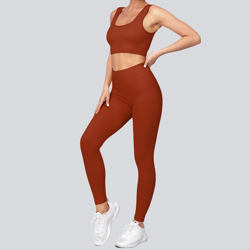 Seamless yoga leggings and tank top two-piece set