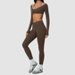 Wholesale Women's Brushed Long-Sleeve Top + Leggings Sports Set