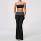 Wholesale Bandeau Contrast Color Flared Yoga Set – Tummy Control Fitness Outfit