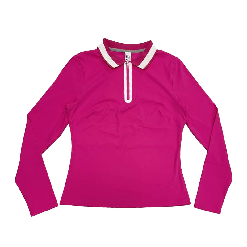 Colorblock polo collar sports top