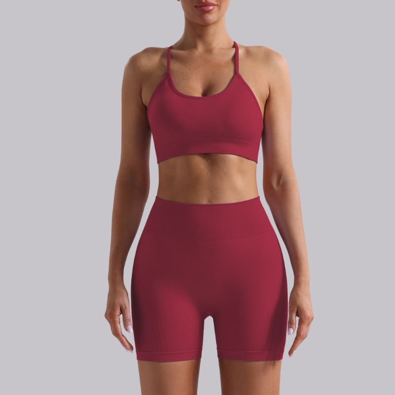 Seamless beautiful back bra + shorts two-piece set