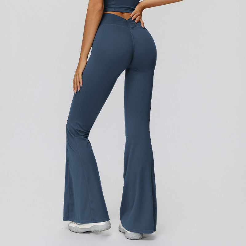 High waist slim trousers running sports flared pants