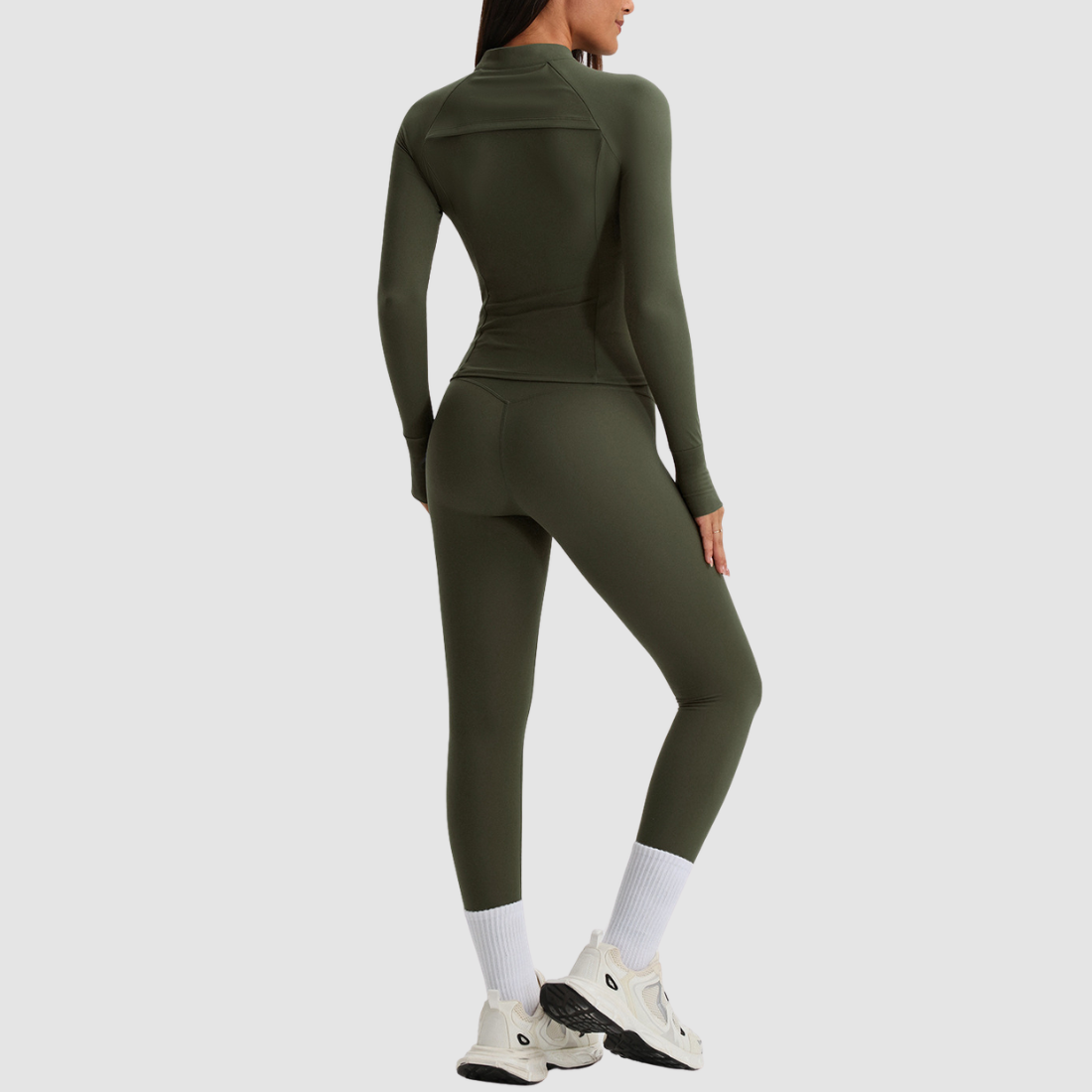 Women's Activewear Zip-up Long-Sleeve Jacket & Straight-Leg Pants Yoga Set