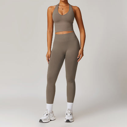Wholesale Seamless Halterneck Threaded Yoga Bra | Wonderxfans bulk activewear