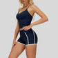 Beautiful Back Slimming Tank top+Contrasting Fitness Shorts 2-piece set