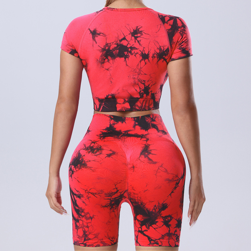 Tie-dye short-sleeve top and shorts two-piece set