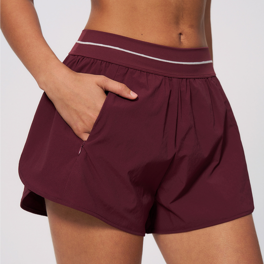 Wholesale Women's Brushed Sports Shorts – Fake Two-Piece Anti-Exposure Yoga Shorts
