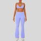 Strap sports bra+High-waisted flared pants 2-piece set