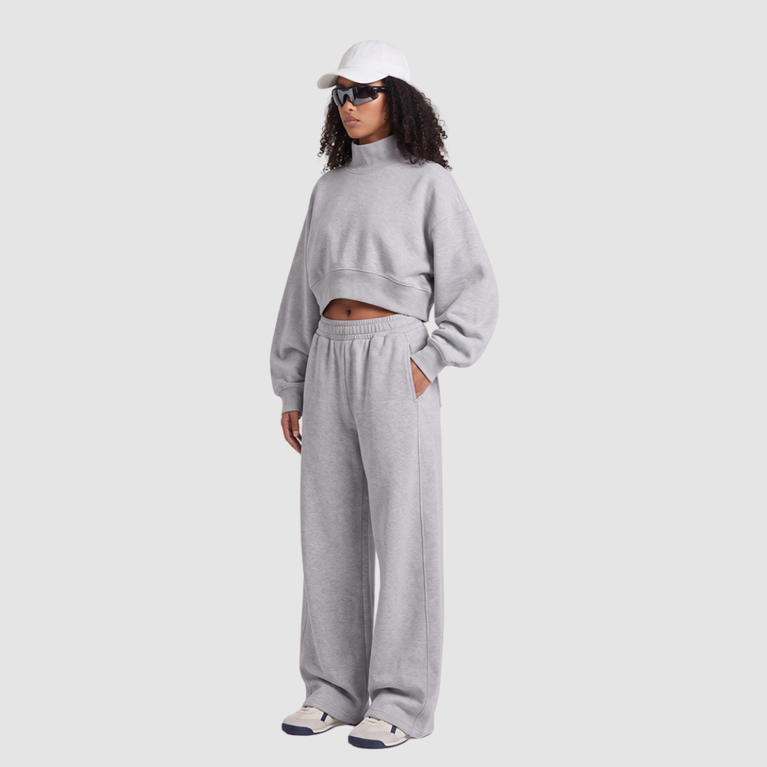Wholesale Women’s Mock-Neck Boxy Sweatshirt – Relaxed Cotton Blend
