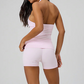 Wholesale Women's Halter Neck Yoga Set Crop Top & Shorts with Chest Pad