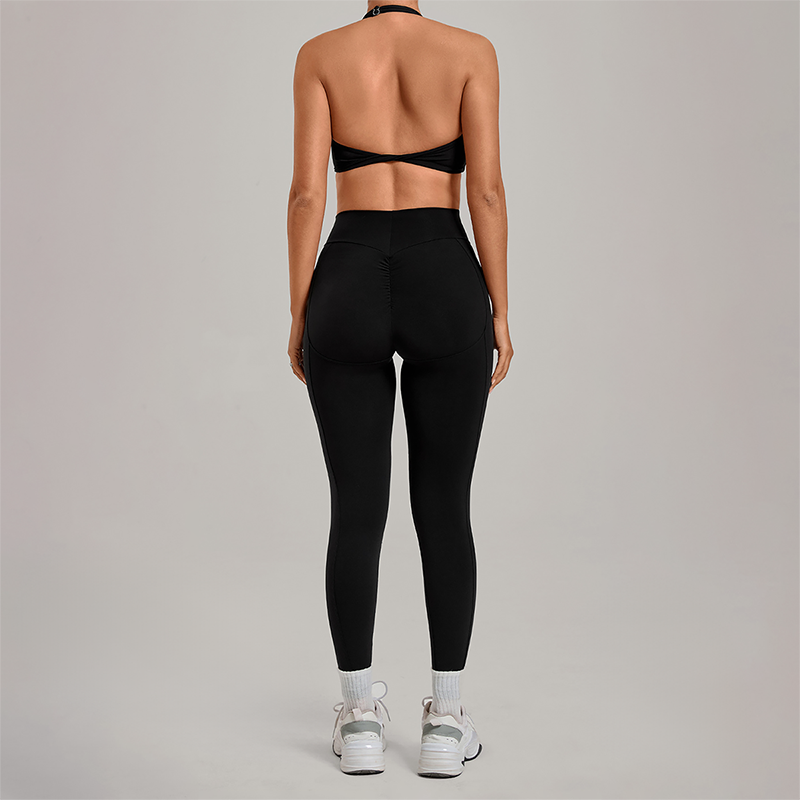 Wholesale Zipper Tank Top+Highlighted Legging 2-piece Set