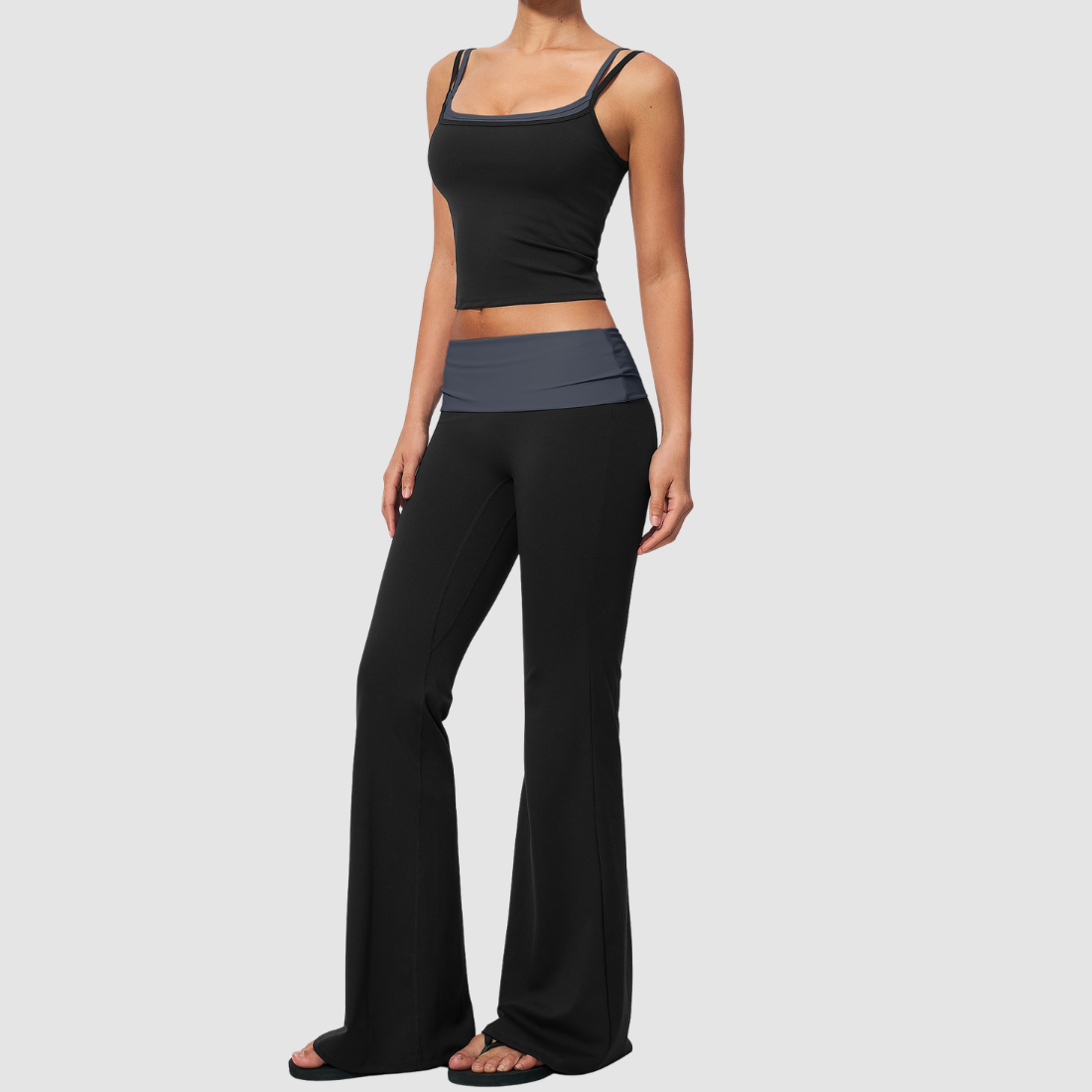 Wholesale Contrast Color High Waist Yoga Set – Tummy Control Fitness Outfit