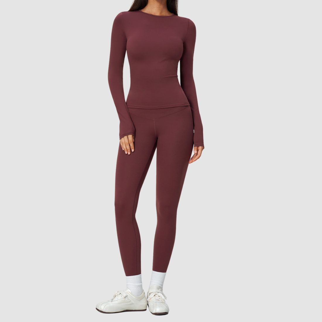 Wholesale Women's Nylon Spandex Activewear Set – Long Sleeve Tops & Leggings