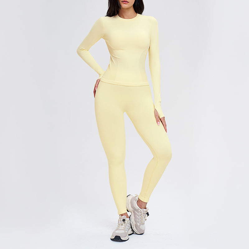 Wholesale solid color long-sleeved top + leggings