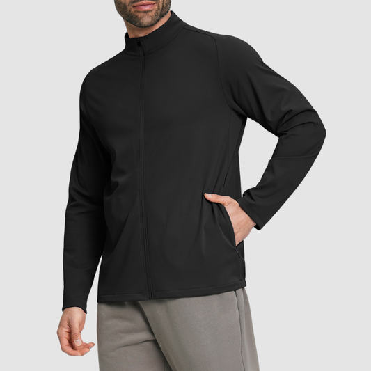 Wholesale Men's Mock Neck Long Sleeve Athletic Jacket – Moisture-Wicking Gym Fitness Training Outerwear