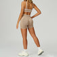Seamless Contrasting Color Sports Bra + High-waisted shorts 2-Piece Set