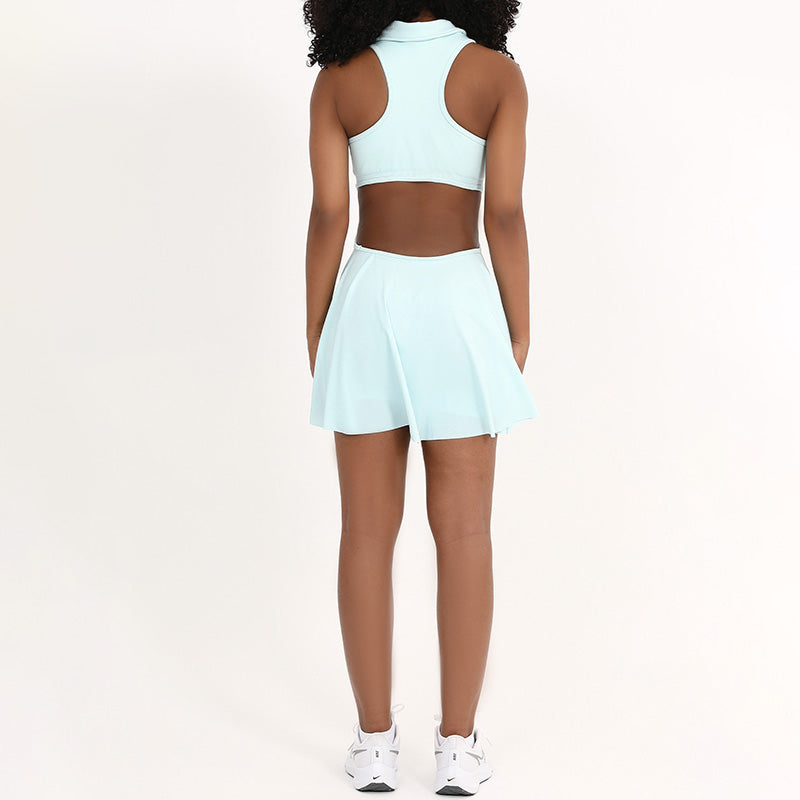 Polo Collar Cut-Out Back Tennis Dress