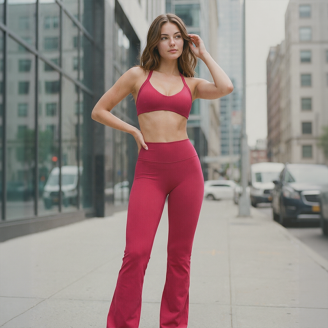 Wholesale spaghetti strap bra + straight pants 2-piece set