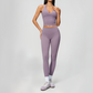 Wholesale Women's Cream-Feel Fleece Deep-V Halter Neck Tank Top & Leggings Set