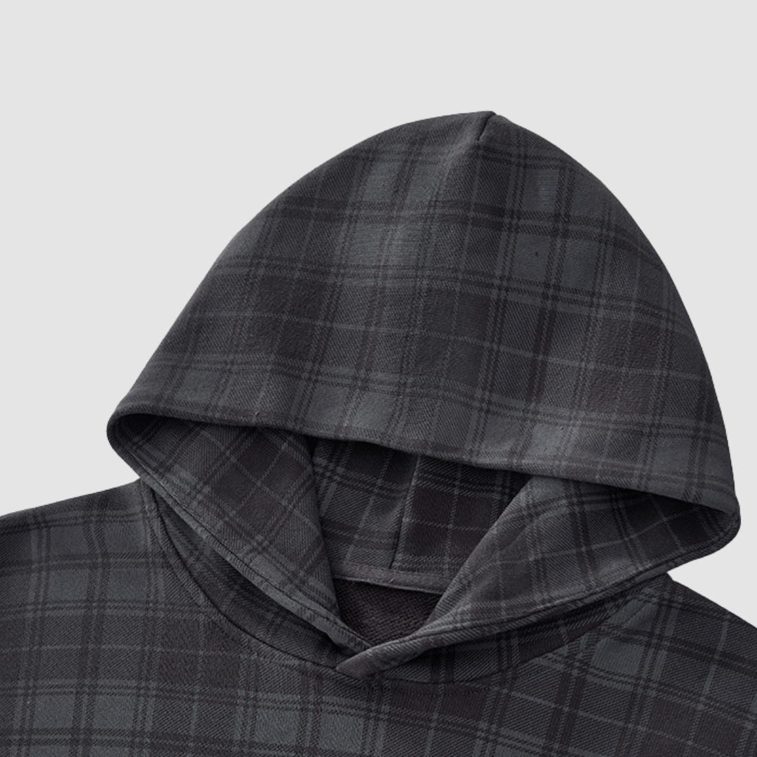 Wholesale Unisex Heavyweight Plaid Hooded Cotton Sweatshirt