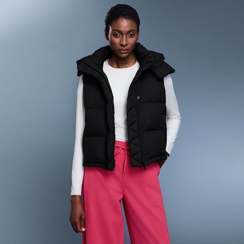 Cropped hooded down vest