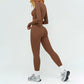 Slim-fitting long-sleeved top + tight-fitting athletic leggings 2-piece set