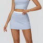 Fake two-piece contrasting skirt with anti-exposure design
