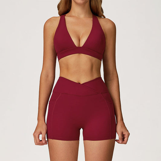 Wholesale SPORTS BRA+High-waist shorts 2-PIECE SET | Wonderxfans bulk activewear