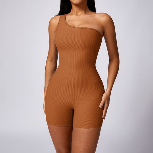 Wholesale Oblique one-shoulder exercise fitness bodysuits | Wonderxfans bulk activewear