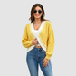 Wholesale Women’s Contrast V-Neck Cropped Knit Sweater