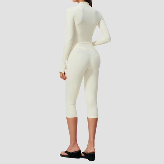 Wholesale Women Slimming Zipper Fitness High Waist Tummy Control Yoga Sports Three-Piece Set
