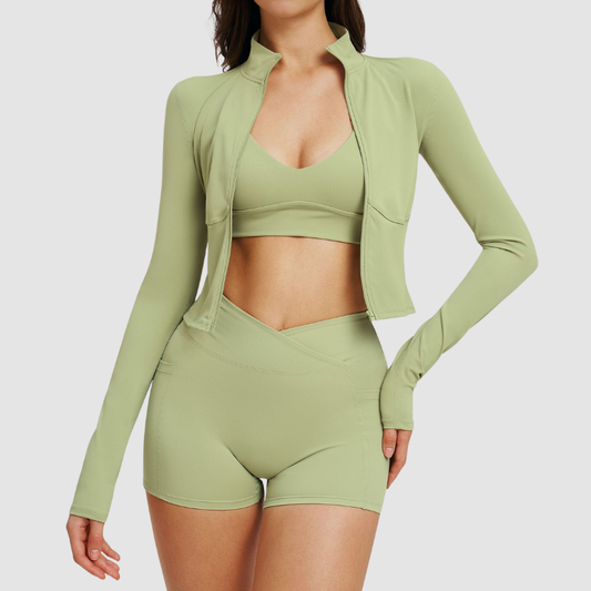 Wholesale Women's front-zip cardigan long-sleeved jacket | Wonderxfans bulk activewear