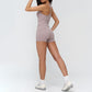 Racerback tank top + high-waisted shorts 2-piece set