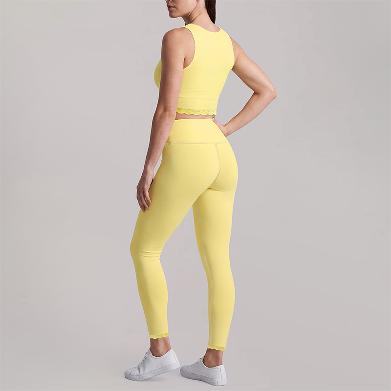 Wholesale Women's fake two-piece tank top & High-Waist Leggings Set - Naked Feel Yoga Gym Activewear