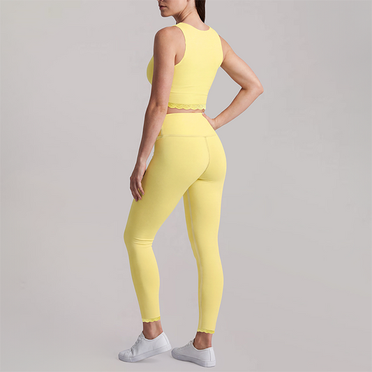 Wholesale Women's fake two-piece tank top & High-Waist Leggings Set - Naked Feel Yoga Gym Activewear