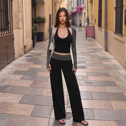 Wholesale Women’s 3-Piece Halter Yoga Set – Tank, Long Pants & Shrug