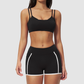 Wholesale Naked-Feel Stripe-Detail Sports Bra & High-Waist Biker Shorts Set – Sculpting Yoga 2-Piece