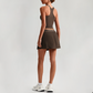 Wholesale Sleeveless Sports Top & Pleated Tennis Skirt Set – Quick-Dry Athletic 2-Piece with Built-In Shorts