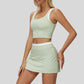 Two-piece contrasting sports tank top + A-line skirt