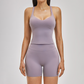 Wholesale yoga tank top with bra pads+high waisted shorts 2-piece set