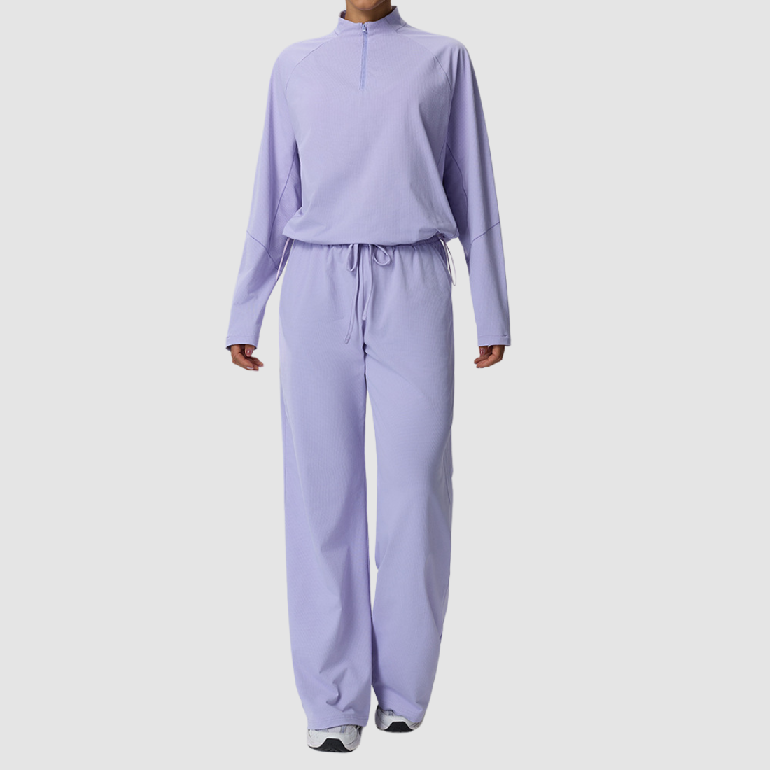 Wholesale Women’s Waffle Knit Active Set – Stand-Collar Long Sleeve & Pants