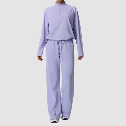 Wholesale Women’s Waffle Knit Active Set – Stand-Collar Long Sleeve & Pants