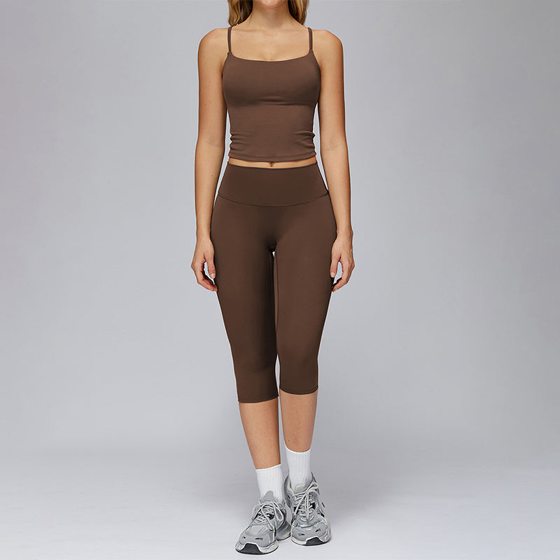 Sports vest + Mid-length leggings 2-piece set