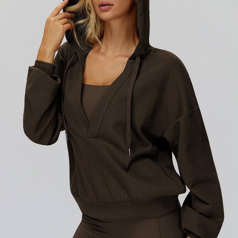 V-neck hooded outdoor sports jacket